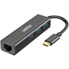 Док-станція USB3.1 Type-C --> USBx3, 3.0/RJ45(1000M) Ethernet 4 in 1 Hub Choetech (HUB-U02-BK)