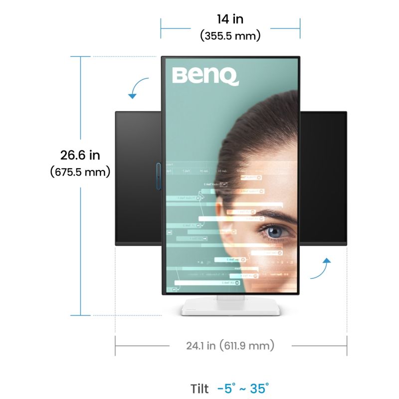 TFT 27" BenQ GW2790TC, IPS, 144Hz, HDMI, DP, USB-C, HAS, Pivot, колонки, білий (9H.LNSLA.TBE)