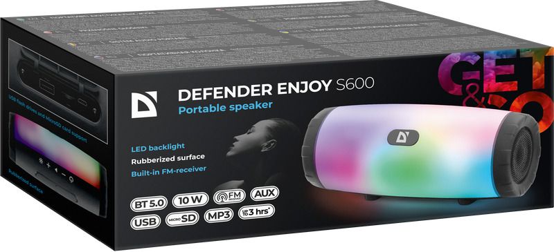 Акустична система 1.0 Defender Enjoy S600 10W, Light/BT/FM/USB/TF/AUX (65603)