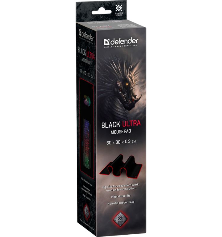 Ігрова поверхня Defender Black Ultra 800х300х3мм (50561)
