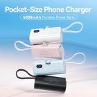 УМБ Vention 4800mAh 22,5W PD, USB-C In/Out, LED display, with built-in Lightning cable Black (FHQB0)