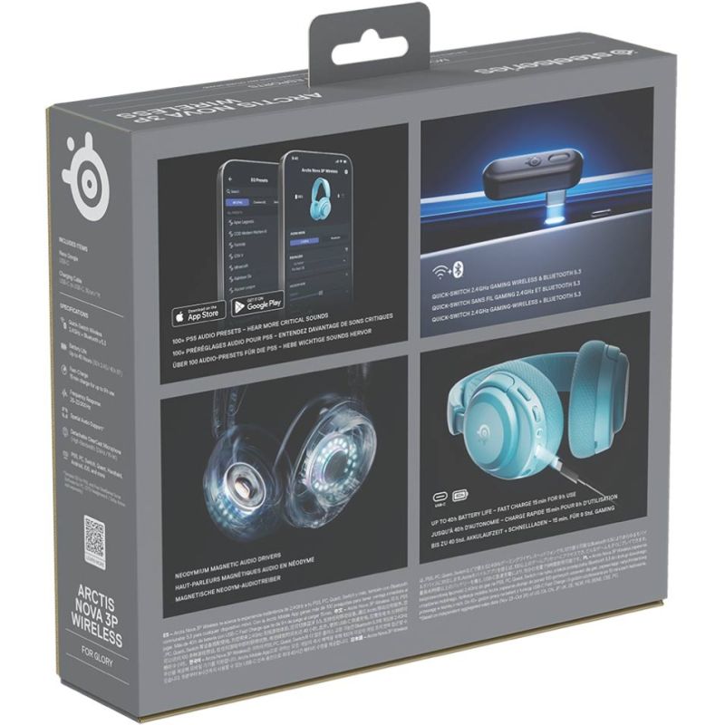 Ігрова гарнітура SteelSeries Arctis Nova 3P Wireless MultiPlatform Aqua (61688)