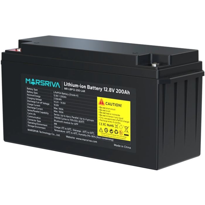Акумуляторна батарея Marsriva LiFePO4, 12.8V/200Ah (MR-LBP12-200-LAR), 2.56kWh (MR-LBP12-200-LAR)