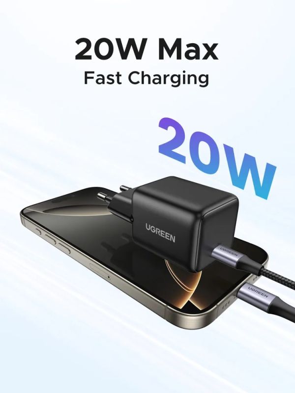 Зарядний пристрій 1xUSB 20W (USB-C) PD GaN Tech X512 Чорний Ugreen (55553)