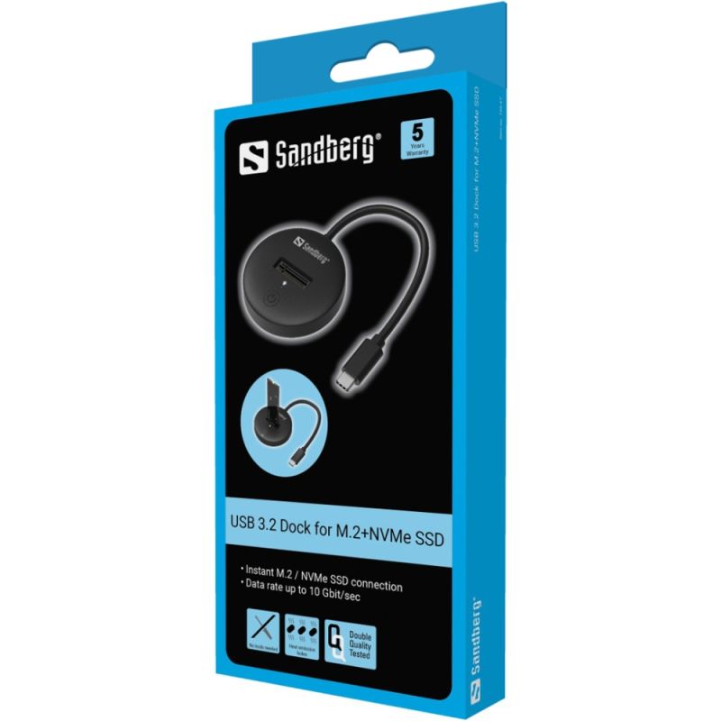 Док-станція USB3.2 Type-C --> SSD M.2, NVMe, M Key Sandberg (136-47)