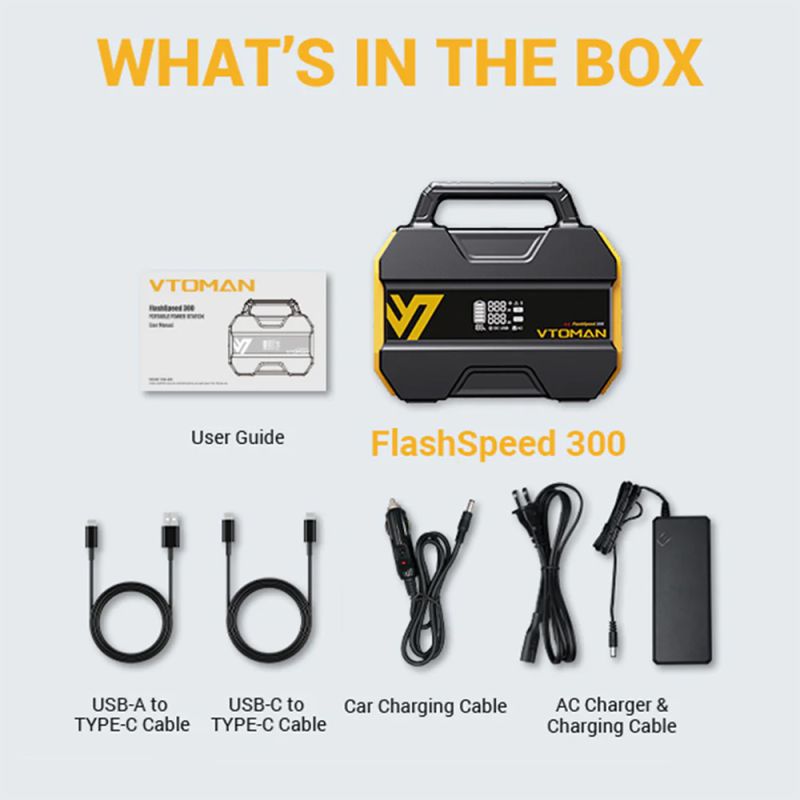 Зарядна станція Vtoman FlashSpeed 300 (230 Вт/г) 300W, DC/PD In, MPPT, LiFePo4 (FlashSpeed 300)