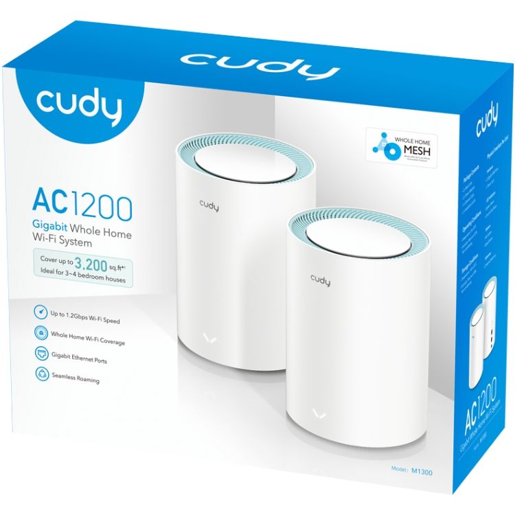 Система WiFi Cudy M1300(2-pack), AC1200 Wi-Fi Gigabit Mesh Solution (M1300(2-pack))