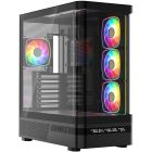 Корпус Modecom VOLCANO AQ200 ARGB MIDI FRONT LCD, 4x120mm fans BLACK без БЖ ATX (MC-A-AQ200-4FA-B)