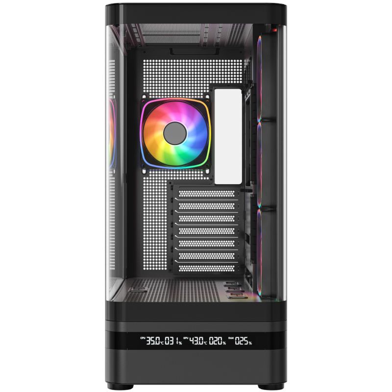 Корпус Modecom VOLCANO AQ200 ARGB MIDI FRONT LCD, 4x120mm fans BLACK без БЖ ATX (MC-A-AQ200-4FA-B)