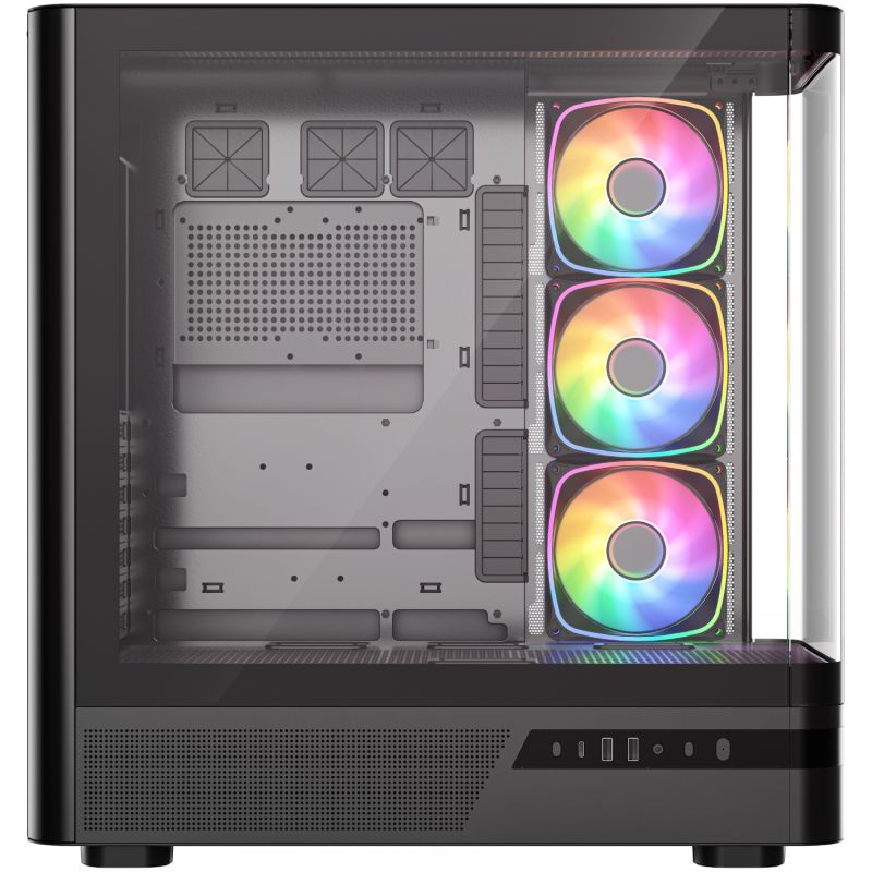 Корпус Modecom VOLCANO AQ200 ARGB MIDI FRONT LCD, 4x120mm fans BLACK без БЖ ATX (MC-A-AQ200-4FA-B)
