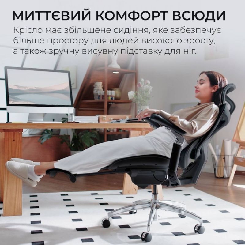 Кресло офисное Sihoo Doro C300 Pro Mesh Black with footrest (Doro-C300-Pro-M101-JT) (DORO-C300-PRO-M101-JT)