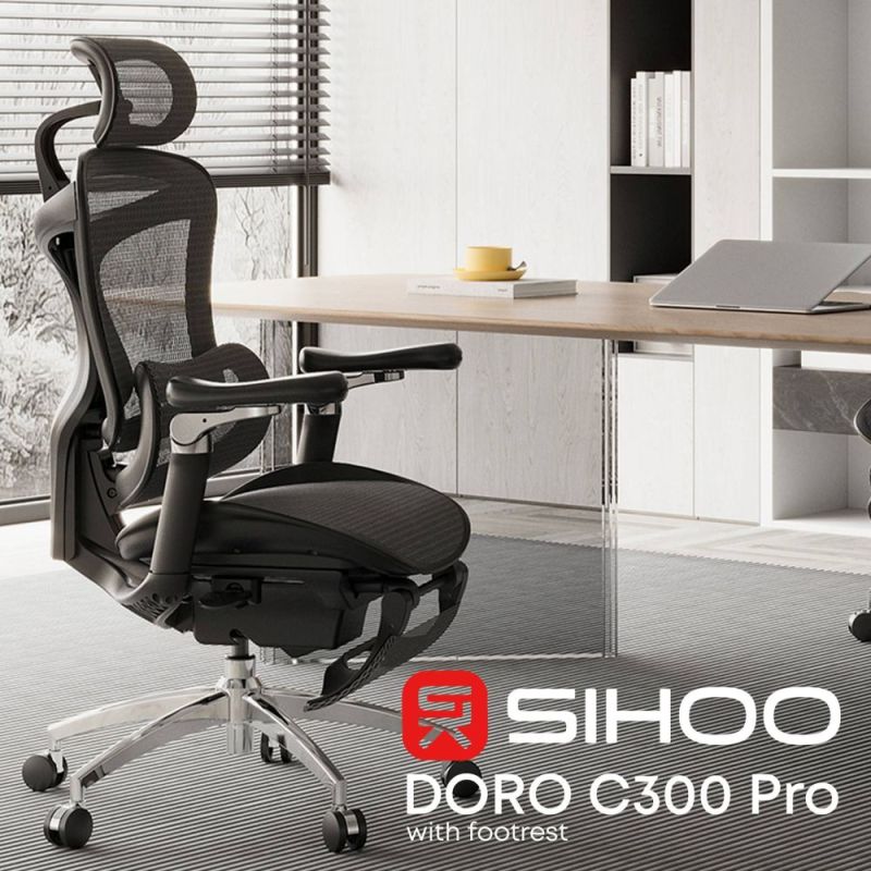 Кресло офисное Sihoo Doro C300 Pro Mesh Black with footrest (Doro-C300-Pro-M101-JT) (DORO-C300-PRO-M101-JT)