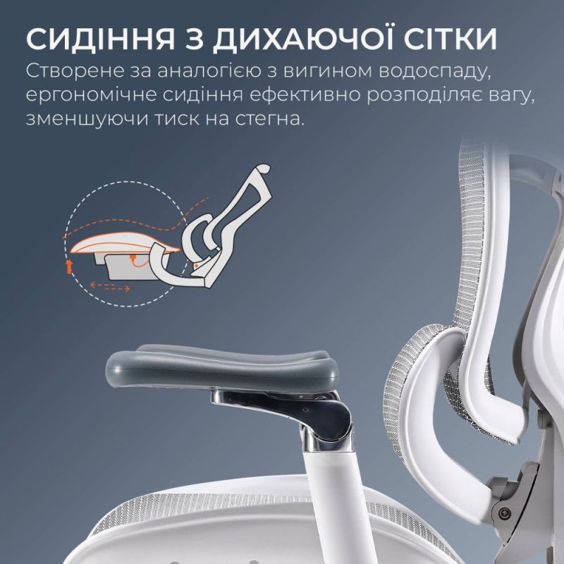 Крісло офісне Sihoo Doro C300 Pro Mesh White with footrest (Doro-C300-Pro-M102-JT) (DORO-C300-PRO-M102-JT)