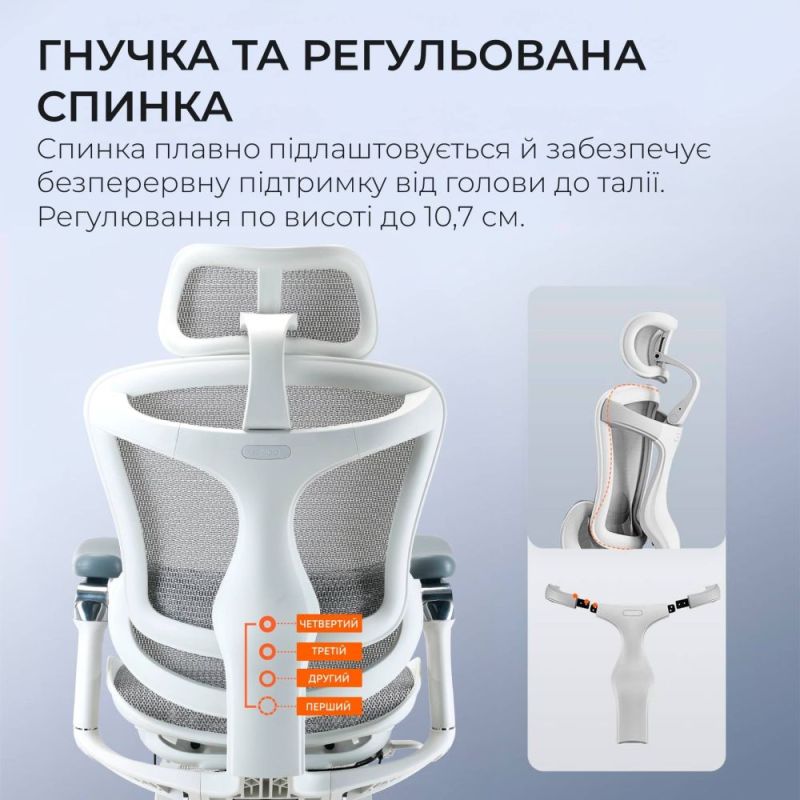 Крісло офісне Sihoo Doro C300 Pro Mesh White with footrest (Doro-C300-Pro-M102-JT) (DORO-C300-PRO-M102-JT)