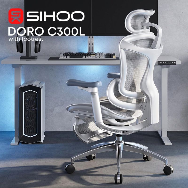 Кресло офисное Sihoo Doro C300L Mesh White with footrest (Doro-C300L-A3-102-JT) (DORO-C300L-A3-102-JT)