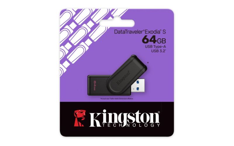 Флеш-накопитель USB3.2 64GB Kingston DataTraveler Exodia S Black (DTXS/64GB)