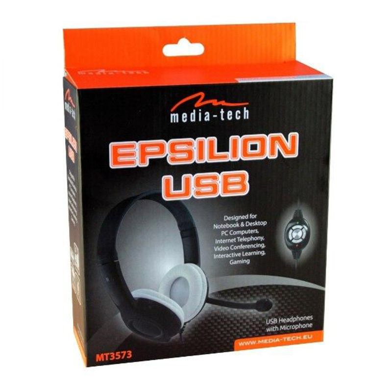 Гарнітура  Media-Tech EPSILION USB, Black-White (MT3573)