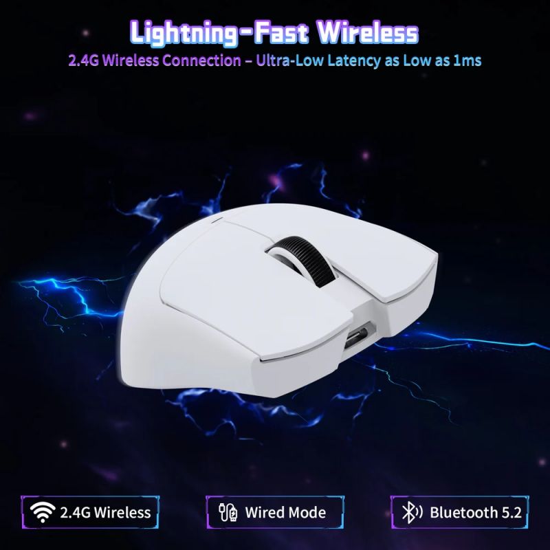 Мишка Attack Shark X11SE, Wireless/Bluetooth, 22000dpi. (PAW3311), 6кн., White (X11SEW_AS)