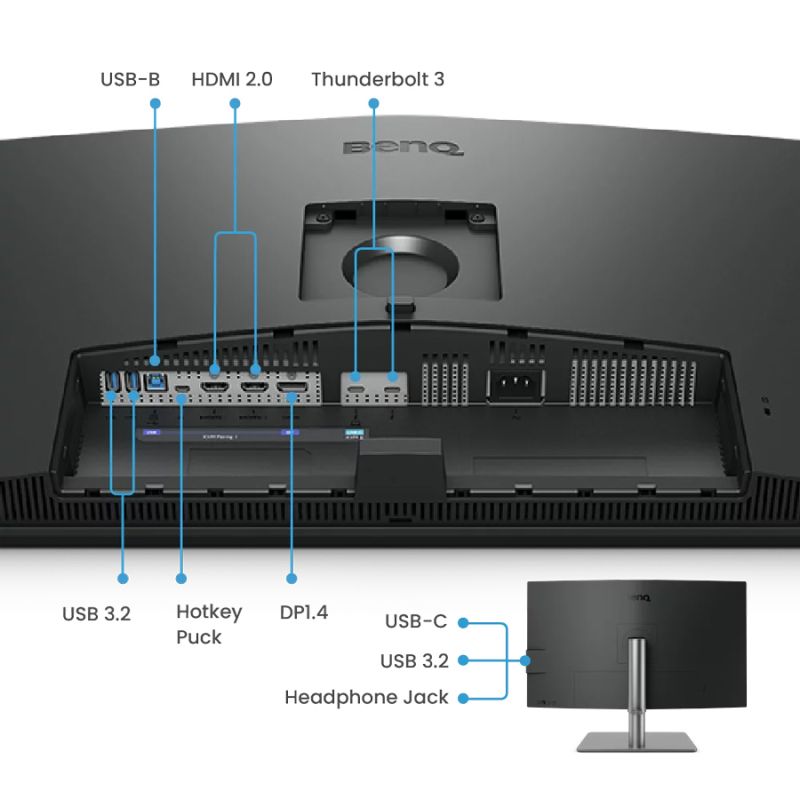 TFT 32" BenQ PD3225U, IPS, 4K, HDMI, DP, USB-C, USB hub, HAS, Pivot, темно-сірий (9H.LLYLA.TBE)