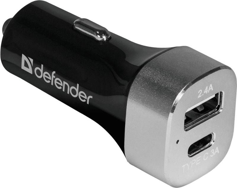 Автозарядка 2xUSB 27W (USB-C + USB-A) UCG-01 5V/5.4A Defender (83569)
