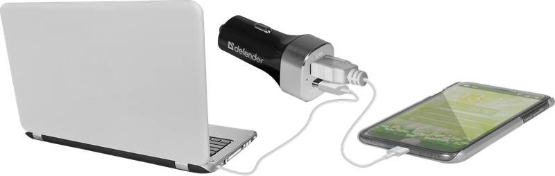 Автозарядка 2xUSB 27W (USB-C + USB-A) UCG-01 5V/5.4A Defender (83569)