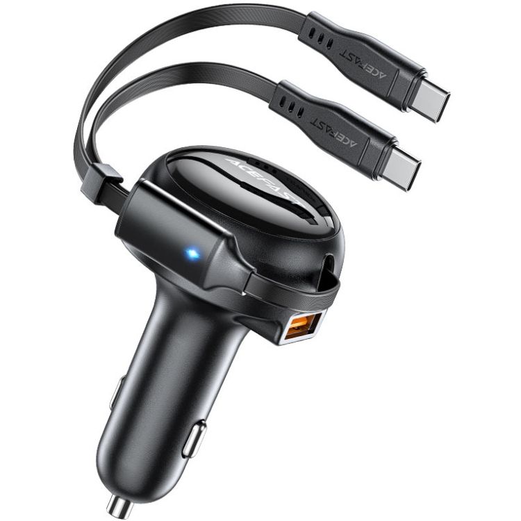 Автозарядка 3xUSB 53W (2xUSB-C+USB-A) + cable USB-C 2in1 B13 Acefast (6974316282921)
