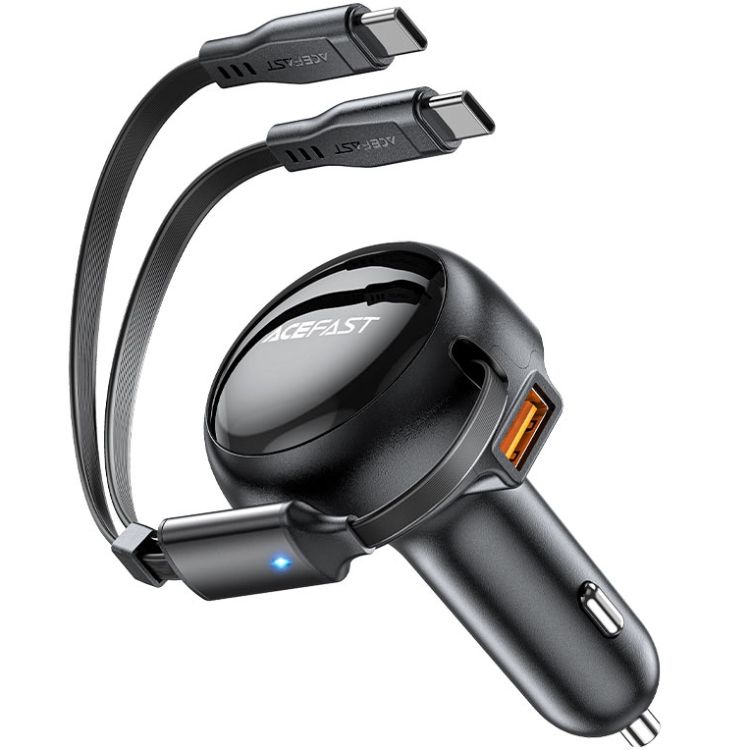 Автозарядка 3xUSB 53W (2xUSB-C+USB-A) + cable USB-C 2in1 B13 Acefast (6974316282921)