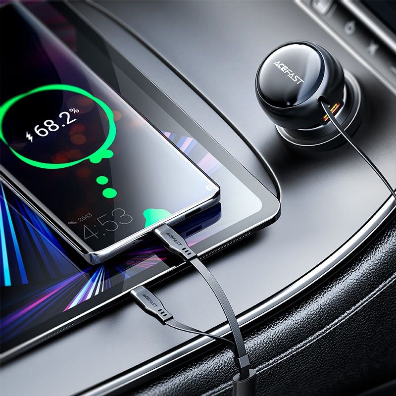 Автозарядка 3xUSB 53W (2xUSB-C+USB-A) + cable USB-C 2in1 B13 Acefast (6974316282921)