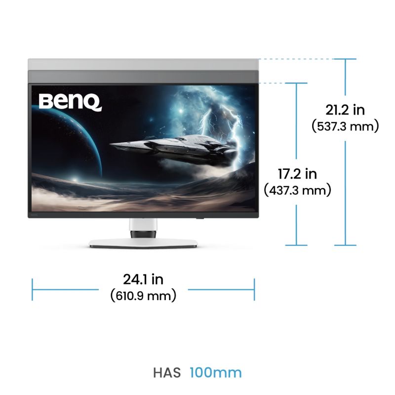 TFT 27" BenQ EX271QZ, OLED, QHD, 500Hz, HDMIx2, DP, USB-C, HAS, Pivot, білий (9H.LP3LA.TBE)