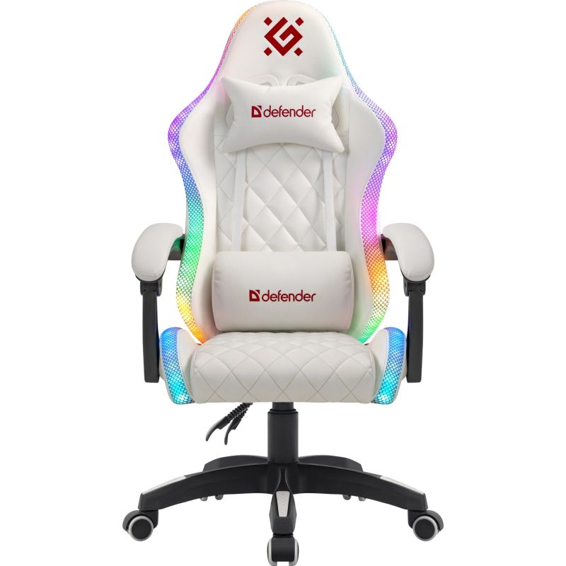 Крісло ігрове Defender Energy, Клас 4, 50мм, PU, RGB, біле (64557)
