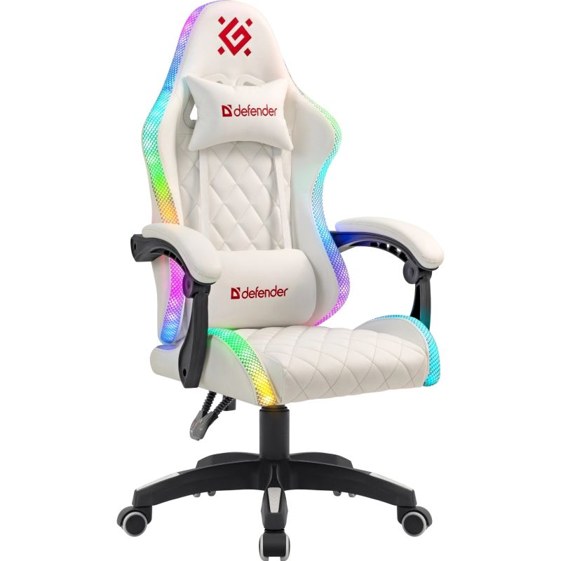 Крісло ігрове Defender Energy, Клас 4, 50мм, PU, RGB, біле (64557)