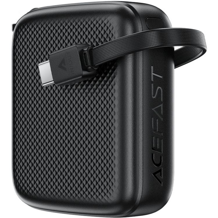 УМБ Acefast 10000mAh 20W PD,QC3.0 USB-C In/Out with build Type-C cable, M15 Black (6974316283973)
