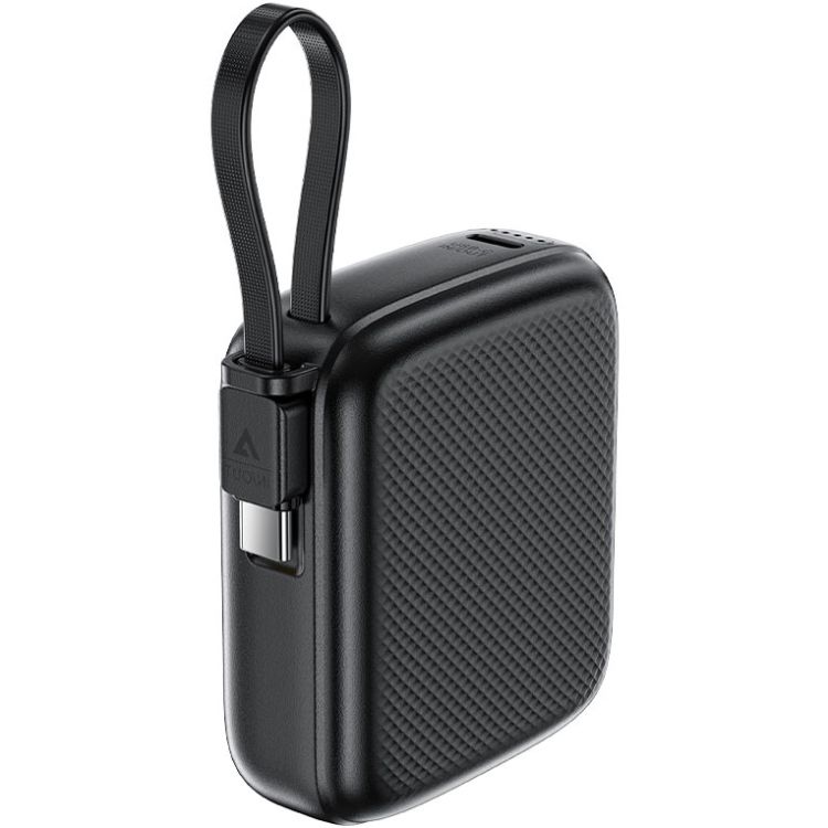 УМБ Acefast 10000mAh 20W PD,QC3.0 USB-C In/Out with build Type-C cable, M15 Black (6974316283973)