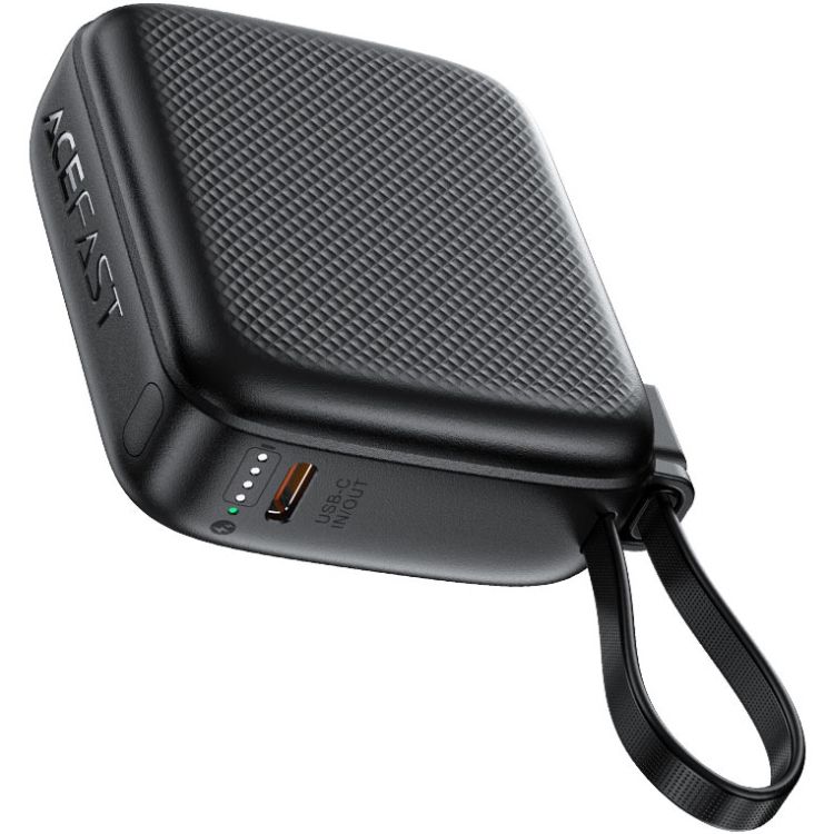 УМБ Acefast 10000mAh 20W PD,QC3.0 USB-C In/Out with build Type-C cable, M15 Black (6974316283973)