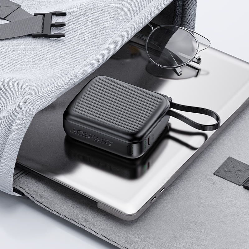 УМБ Acefast 10000mAh 20W PD,QC3.0 USB-C In/Out with build Type-C cable, M15 Black (6974316283973)