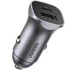 Автозарядка 2xUSB 30W (USB-A + USB-C) QC 4.0 Сіра (EC305) UGREEN (25845)