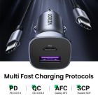 Автозарядка 2xUSB 30W (USB-A + USB-C) QC 4.0 Сіра (EC305) UGREEN (25845)