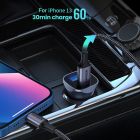 Автозарядка 2xUSB 30W (USB-A + USB-C) QC 4.0 Сіра (EC305) UGREEN (25845)