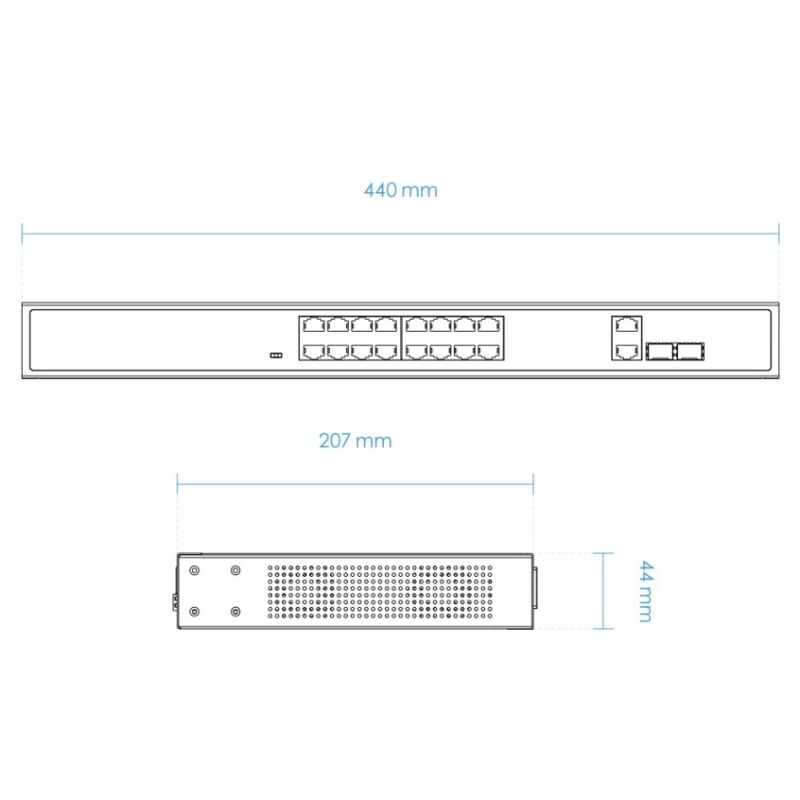 Комутатор VIVOTEK AW-FGT-180D-250, Unmanaged 16xFE PoE + 2xGE Combo Switch (AW-FGT-180D-250)