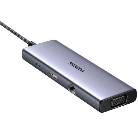 Док-станція USB3.1 Type-C --> HDMI 4K30Hz/VGA/USB 3.0х3/RJ45/SD/TF/PD 100W 9-in-1 CM498 Ugreen (15600)