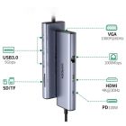 Док-станція USB3.1 Type-C --> HDMI 4K30Hz/VGA/USB 3.0х3/RJ45/SD/TF/PD 100W 9-in-1 CM498 Ugreen (15600)