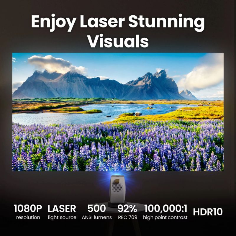 Проєктор BENQ GV50, лазерний,DLP,1080P,ANSI 500Lm,100000:1,Android11,HDMI,USB,Wi-Fi,BT5.0,16:9,білий (9H.JSR77.59E)
