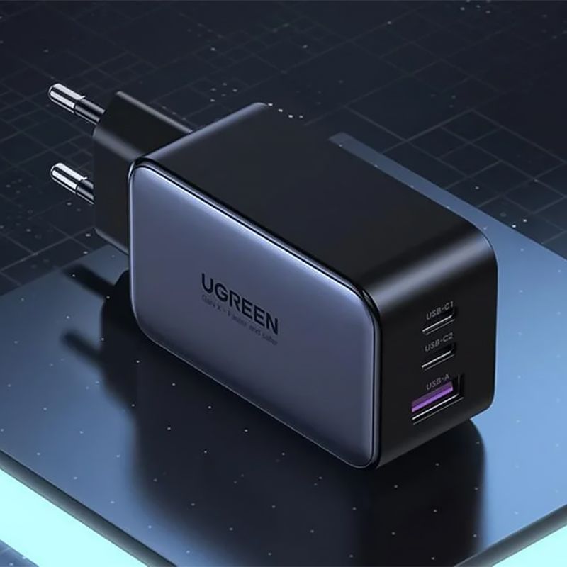 Зарядний пристрій 3xUSB 65W (2хUSB-C+USB-A) Gan CD244 Сірий Ugreen (10335)