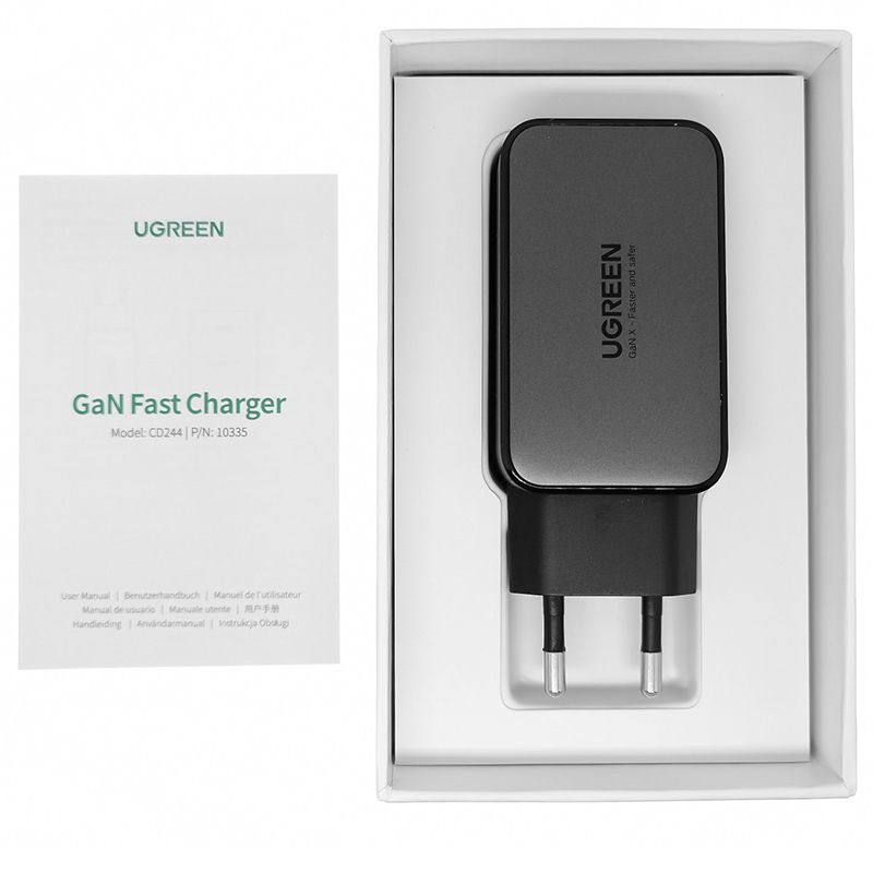 Зарядний пристрій 3xUSB 65W (2хUSB-C+USB-A) Gan CD244 Сірий Ugreen (10335)
