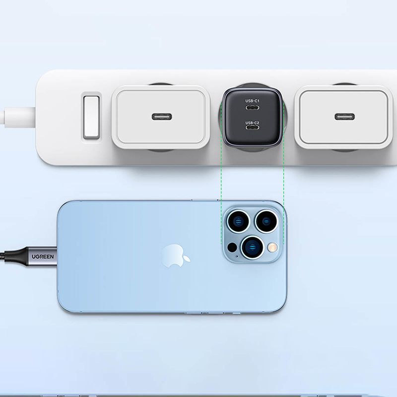 Зарядний пристрій 2xUSB 45W (2xUSB-C) Gan PD 25W+20W, CD294 Ugreen Сірий (90573)