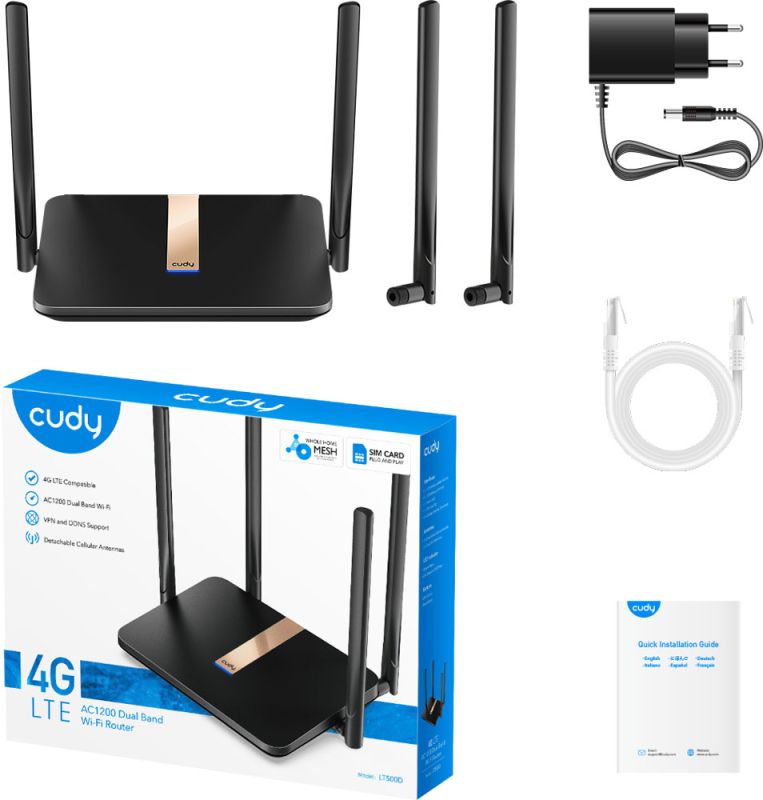 Маршрутизатор Cudy LT500D, AC1200 Wi-Fi Mesh 4G LTE  Cat4 Router (LT500D)