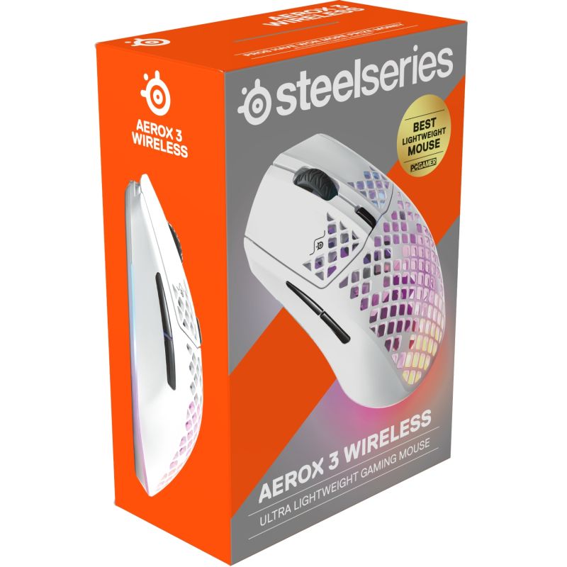 Мишка SteelSeries Aerox 3 Wireless Snow, RGB, 18000dpi., 6кн., біла (62608)