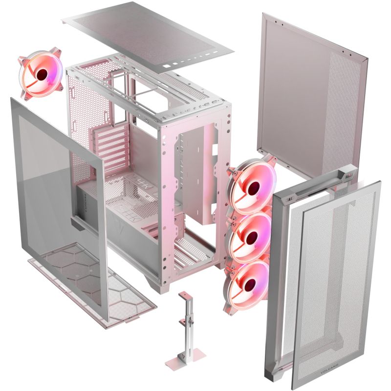Корпус Modecom VOLCANO EXPANSE S ARGB 4x140mm fans MIDI USB 3.0x2+TYPE-C WHITE без БЖ ATX (AT-EXPANSE-SG-20-000000)