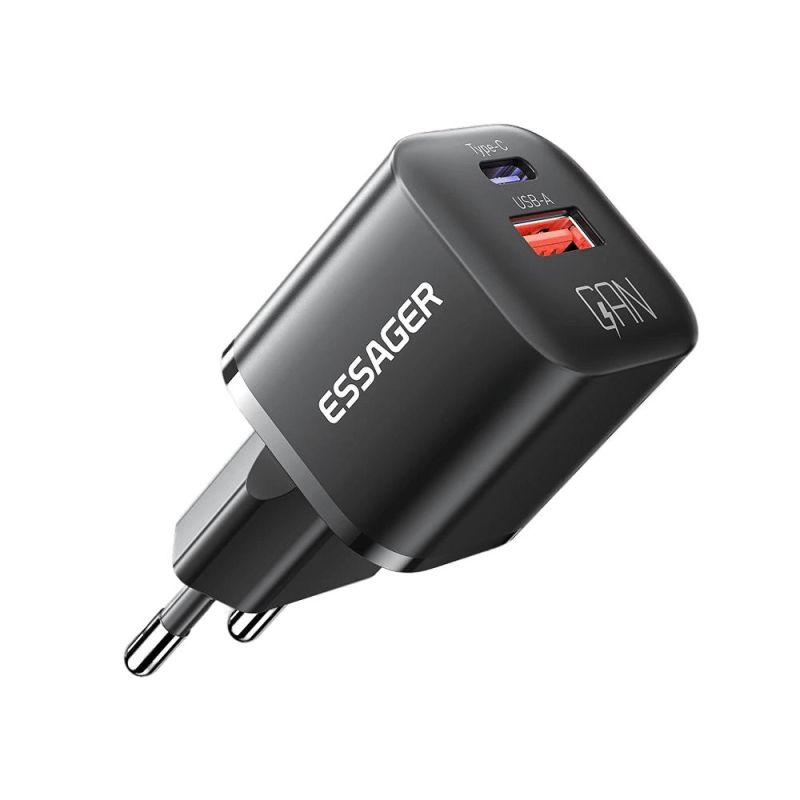 Сетевое зарядное устройство Essager Camber 20W USB A + Type C Black (ECTAC-HMB01-P)