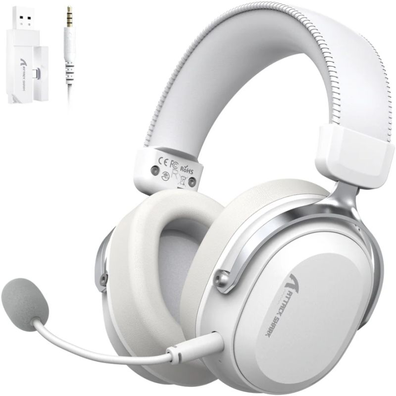 Ігрова гарнітура Attack Shark L30PRO Wireless, 2.4GHz/Bluetooth/3.5mm AUX/AUX-to-Type-C, White (L30PROW_AS)